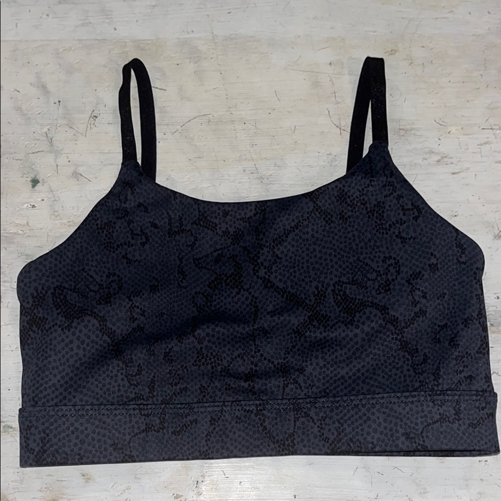 AllFenix  Black Gray Snake Skin Sports Bra Adjustable Straps | size XS